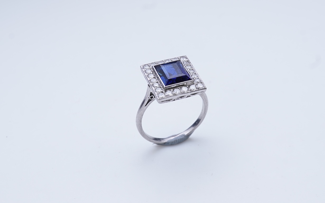 An Art Deco sapphire and diamond ring, 1920s